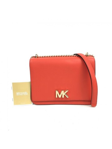 michael kors 橘色 Mott 皮革鍊條斜背包 肩背包 鍊條包