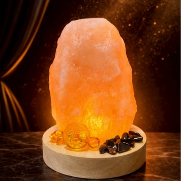💰【¤臻藏館¤】【好運如山鹽燈】玫瑰鹽＋天然水晶 USB插電喜馬拉雅山原礦鹽燈  招財風水開運擺