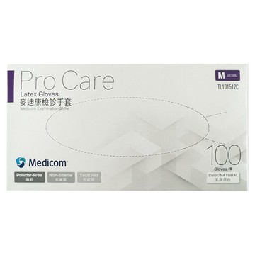 Medicom 麥迪康 乳膠無粉手套 1512 M 100件組  1個