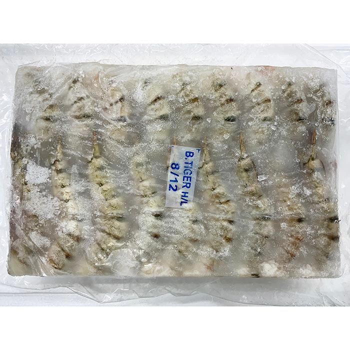 冷凍エビ （ブラックタイガー） 無頭・殻つき 8-12サイズ （32〜48尾入り） 1.8kg