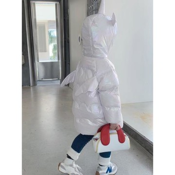 90白鴨絨保暖女童連帽羽絨服童裝中長款上衣兒童洋氣2022冬裝新款