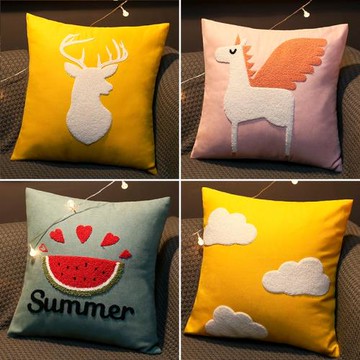 沙發抱枕靠墊車用客廳正方形女生睡覺床頭靠枕汽車靠背辦公室枕頭