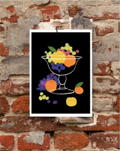 ANEK Still Life Grapes Lemons and Oranges アートプリント ポスター