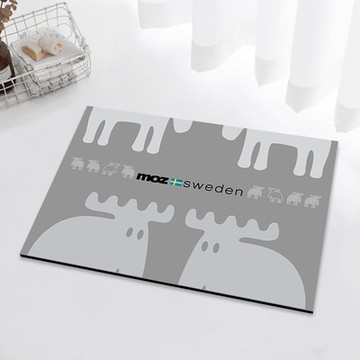 moz瑞典 駝鹿 速乾軟式硅藻防滑地墊-對視駝鹿(銀鼠灰)
