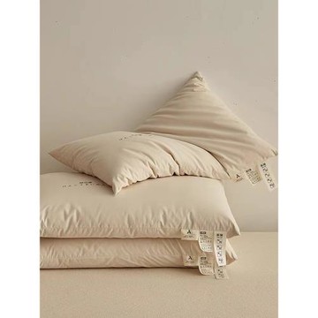 肥子媽a類純棉花枕頭全棉柔軟枕芯助睡眠低中高枕成人整頭一對