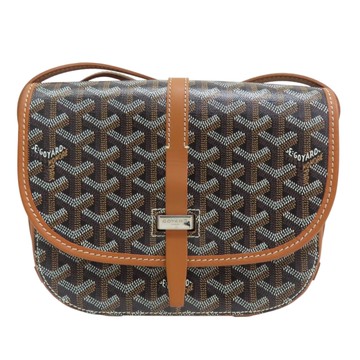 GOYARD 高雅德 棕色 Goyardine帆布 Belvedere PM 肩背包 【二手名牌BRAND OFF】