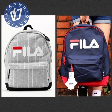 帝安諾-實體店面 FILA 後背包 電腦包 條紋 經典 撞色 灰色 深藍 紅