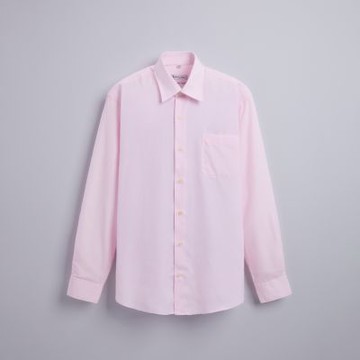 【ROBERTA諾貝達】 日本素材 台灣製男裝 基本款 都會優質素面長袖襯衫 粉