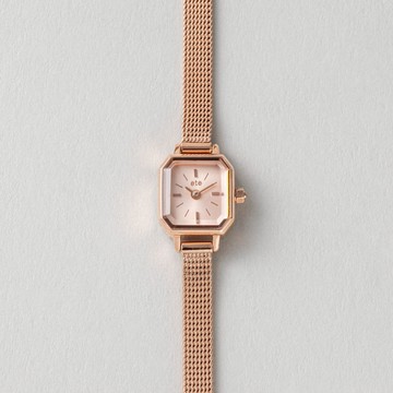 【ete】優雅鑲鑽八角腕錶(玫瑰金色)