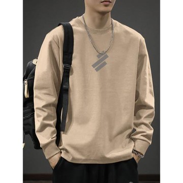 260克純棉長袖t恤男寬松春秋季潮流圓領秋衣打底衫學生內搭體恤衫