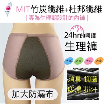 Lovely蘿芙妮  台灣製杜邦竹炭纖維防漏生理褲五件入-五色可選