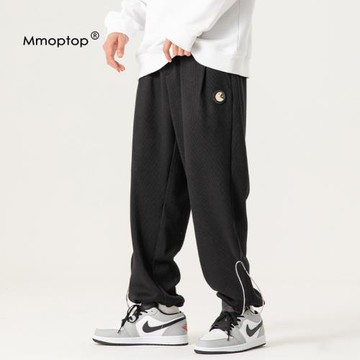 MMOPTOP2023年秋冬潮褲子男韓版寬松百搭冬季休閑長褲束腳運動褲