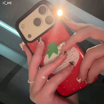 黑邊滴膠韓ins紅底白波點番茄適用iPhone17promax手機殼17ai