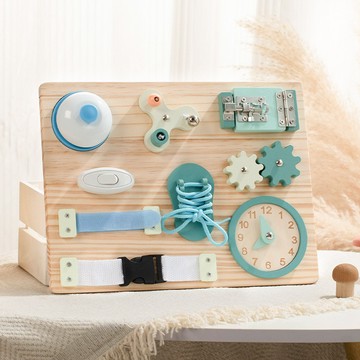 木質兒童忙碌屋 開鎖板 蒙氏蒙特梭利玩具 多功能趣味認知玩具 早教齡寶寶玩具