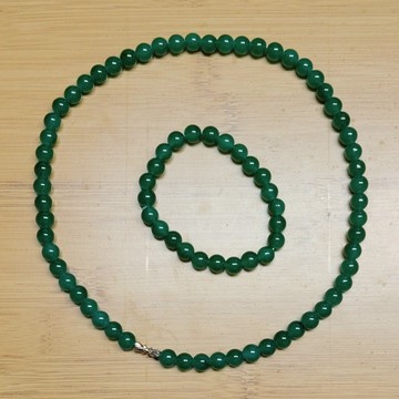 綠玉髓念珠項鍊佛珠項鍊媽媽鍊項鍊+綠玉髓念珠手串手環