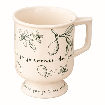 沐慕家居 法式復古檸檬圖咖啡杯 馬克杯 10.5 x 8.5cm 300ml  橄欖綠  1個