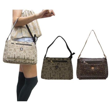 ~雪黛屋~18NINO81 斜背包小容量主袋內五層+外袋共八層長背帶防水防刮皮革+防水緹花布