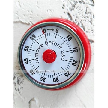 磁鐵紅色廚房機械復古計時器 廚房定時器 冰箱吸附背磁吸倒計時器
