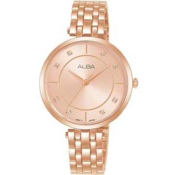 ALBA 雅柏 簡約大三針晶鑽女錶-Y121-X160P/ARX074X1