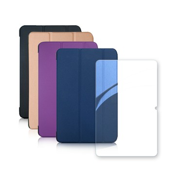 VXTRA 三星 Galaxy Tab A9+ 11吋 經典皮紋三折皮套+9H鋼化玻璃貼(合購價) X210 X216