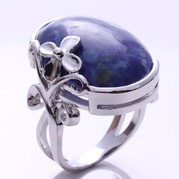 【寶石方塊】頂級阿富汗花開富貴天然青金石戒指(925純銀飾)