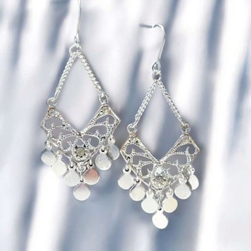 【摩達客】縷空方形流蘇垂墜式耳飾耳針耳環