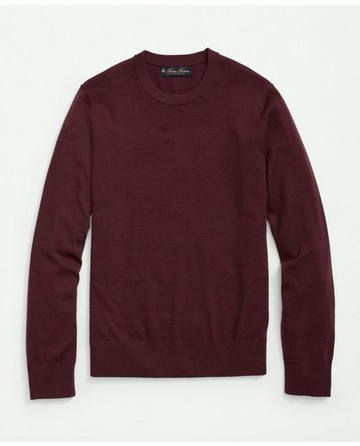 Brooks Brothers Men's Fine Merino Wool Crewneck Sweater | Burgundy | Size Medium