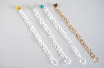 玫瑰扣 Tatting 蕾絲手鍊、黃水晶和其他 3 種