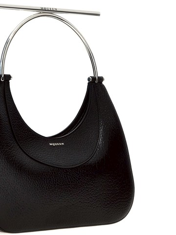 Alexander McQueen Black Leather Cross-Bar Top Handle Bag