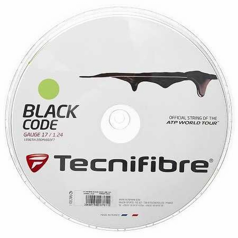 人気TOP テクニファイバー Tecnifibre 硬式テニス ガット ブラックコード 200m ブラック 1.24mm TFR411 