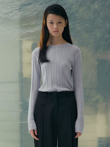 Ribbed Knit Classic Sweater [Sky Blue] (KE5251M03Q)