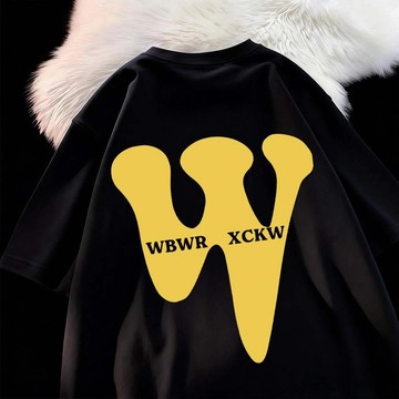 日常基礎款！簡約字母W印花 T恤 100%純棉 透氣休閒上衣 潮牌 t恤 質感衣服 短袖t 寬鬆上衣 休閒上衣 精品短袖