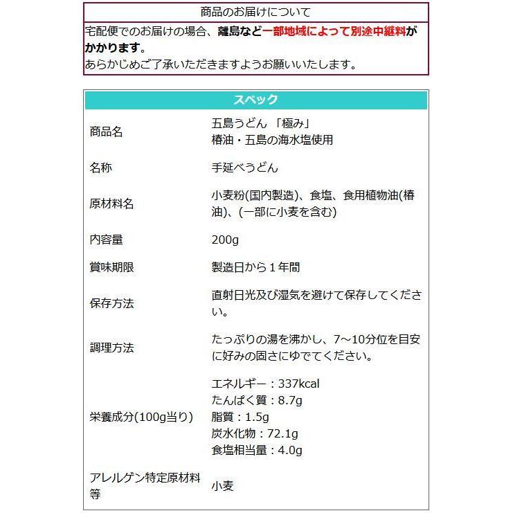 うどん 乾麺 長崎 五島手延べうどん「極み」 １袋 椿油・五島の海水塩使用 おいしい うどん 保存食 ギフト もちもち つるつる 地獄炊き ２食分 メール便送料無料