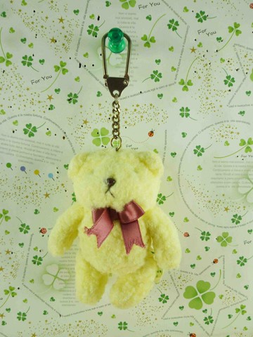 【震撼精品百貨】泰迪熊 Teddy Bear 絨毛鎖圈-米黃色 震撼日式精品百貨