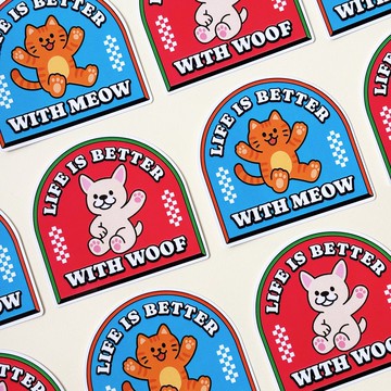 汪喵香港遊系列  | LIFE IS BETTER 貓狗款 PVC貼紙