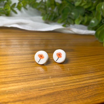 可愛花卉圖案手工陶瓷耳環