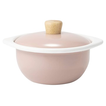 FUJIHORO 琺瑯湯鍋 附蓋 CTN15CAP  15cm  粉色  1個