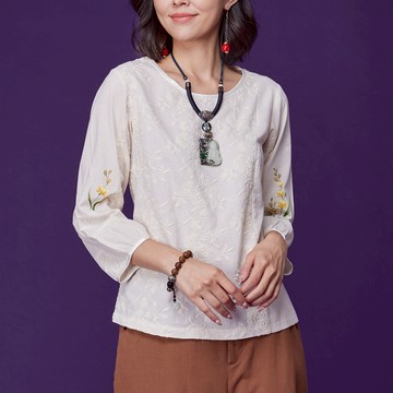 古典美 手繪刺繡上衣【58060】棉麻/亞麻/中國風/漢服/茶禪服