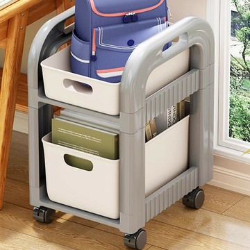 書包置物架帶輪小推車可移動書架辦公室工位神器多層可抽拉收納筐ws7251