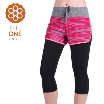 The One 假兩件 輕薄涼感運動七分褲(櫻花粉S)