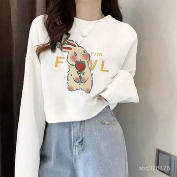 免運  小個子百搭! 白色 短版 長袖T恤女 秋季 小眾設計感 ins 學院風 圓領衛衣 大學T 短板長袖
