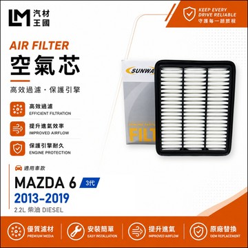 【LM汽材王國】空氣芯 MAZDA6 2013-2019年 2.2L 柴油 3代 引擎濾網 空濾 MAZDA 馬自達