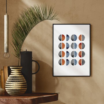 幾何半圓 - 幾何圖形優雅色系壁畫/居家佈置/咖啡廳裝飾/民宿裝飾