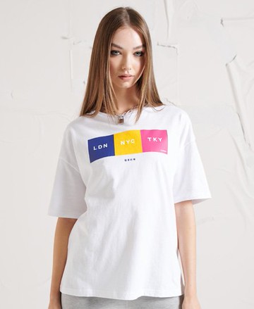 Superdry Women's Women's City Unity Box Fit T-Shirt White / Optic - Size: 12 Size: 8