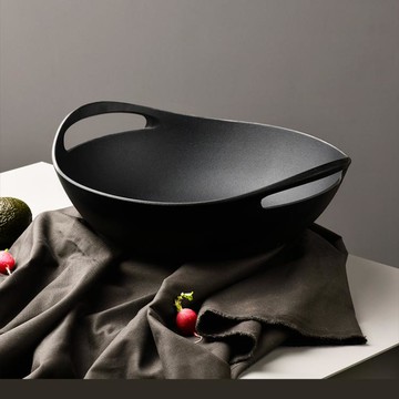 歸禾器鑄鐵鍋平底鍋炒鍋家用生鐵鍋老式無涂層不粘鍋電磁爐炒菜鍋 免運速發