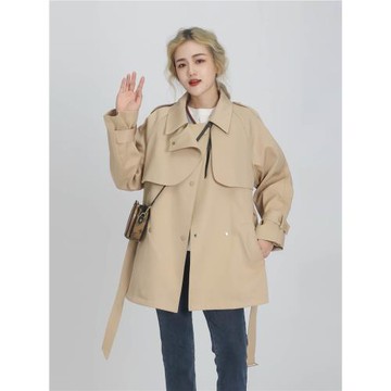 楊子君休閑風衣外套女春季2025新款韓版寬松百搭小個子卡其色上衣