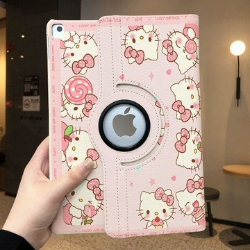 適用iPad保護套10.2寸10/9代2021旋轉pro11防摔air8圍繞凱蒂MINI7