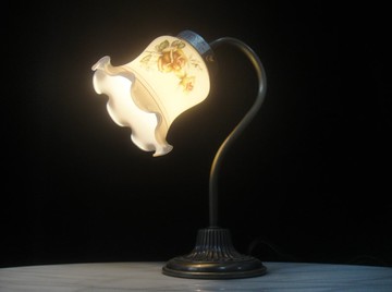 【老時光 OLD-TIME】早期二手日本進口玻璃花朵桌燈