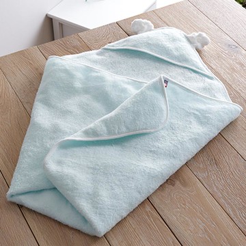 頂級今治毛巾  寶貝連帽浴巾/包巾 BLUE 湖水藍