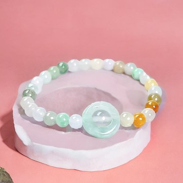 冰種多彩翡翠設計款手珠 | 天然緬甸玉A貨翡翠 |  送禮